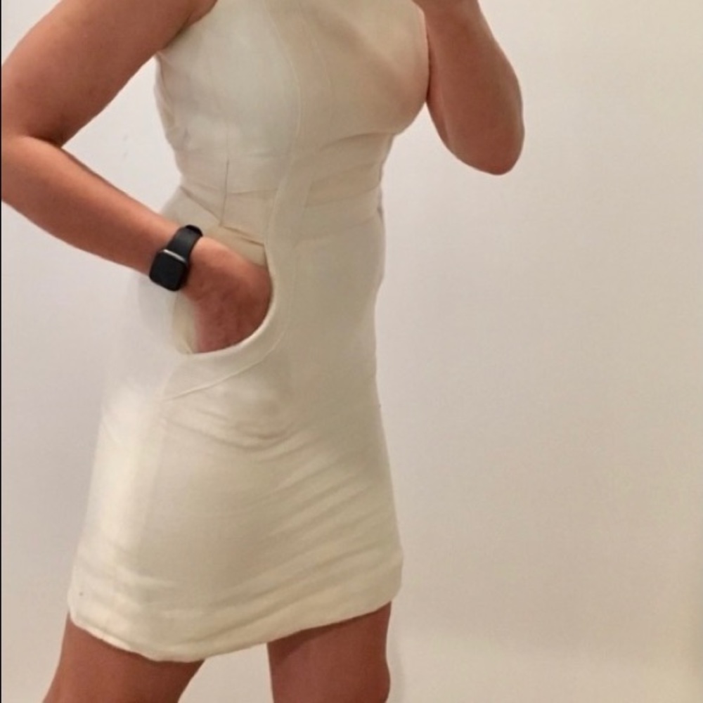 Akris cocktail dress, sleeveless. White and ivory
